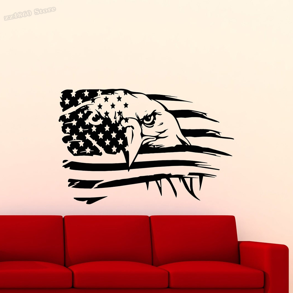 Office Furniture Usa - Stiker Dinding Bendera Amerika Stiker Elang