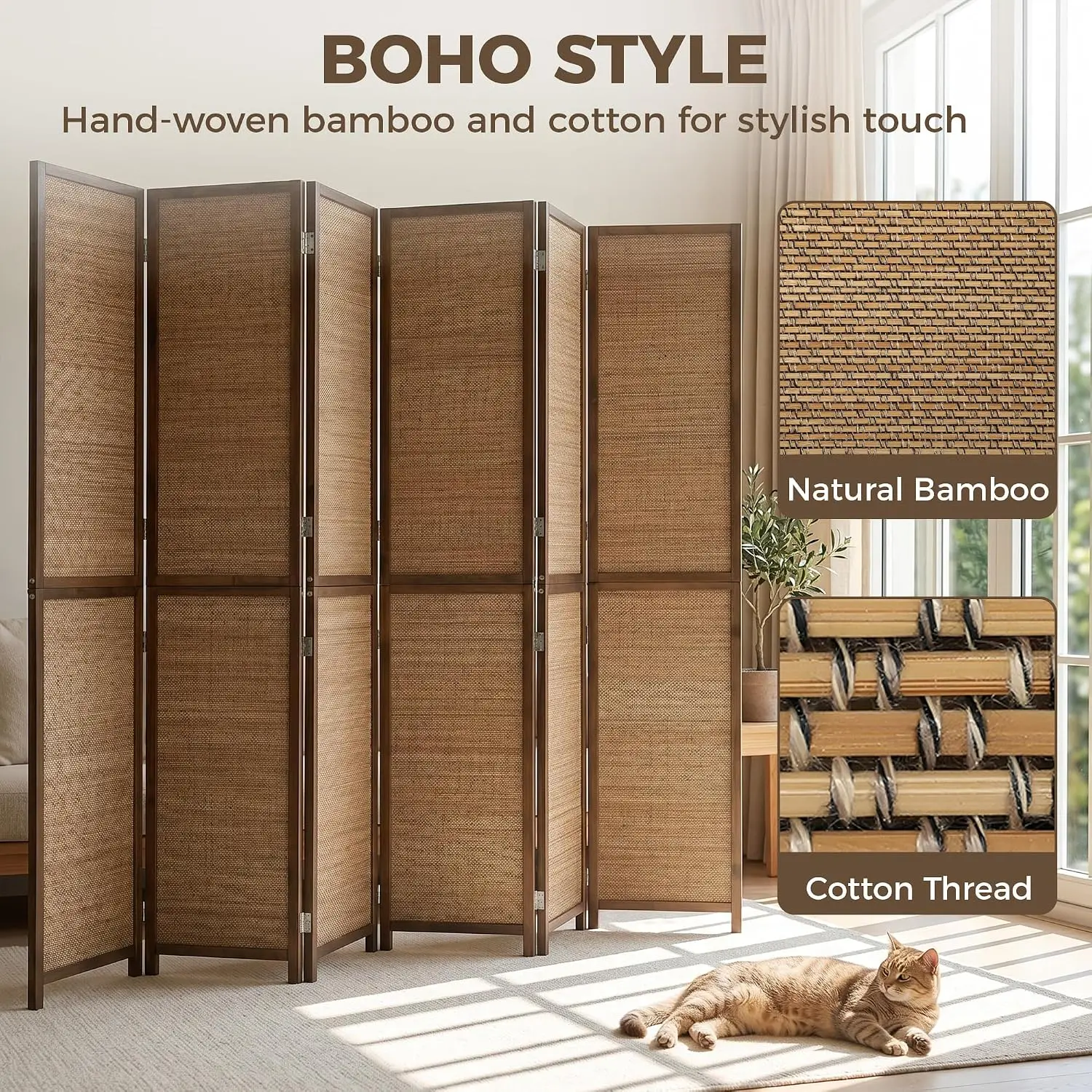 Pembatas Ruangan 6 Kaki, 6 Pan - Room Divider Bamboo ulasan dan harga